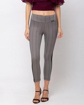 striped jeggings with side panels