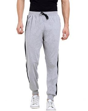 striped joggers with elasticated drawstring waist