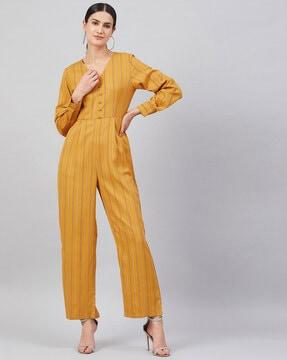 striped jumpsuit with full sleeves