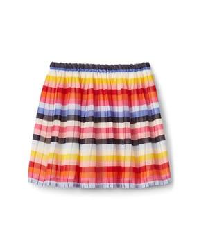 striped knife-pleat a-line skirt