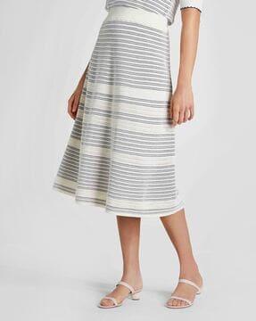 striped knit a-line skirt
