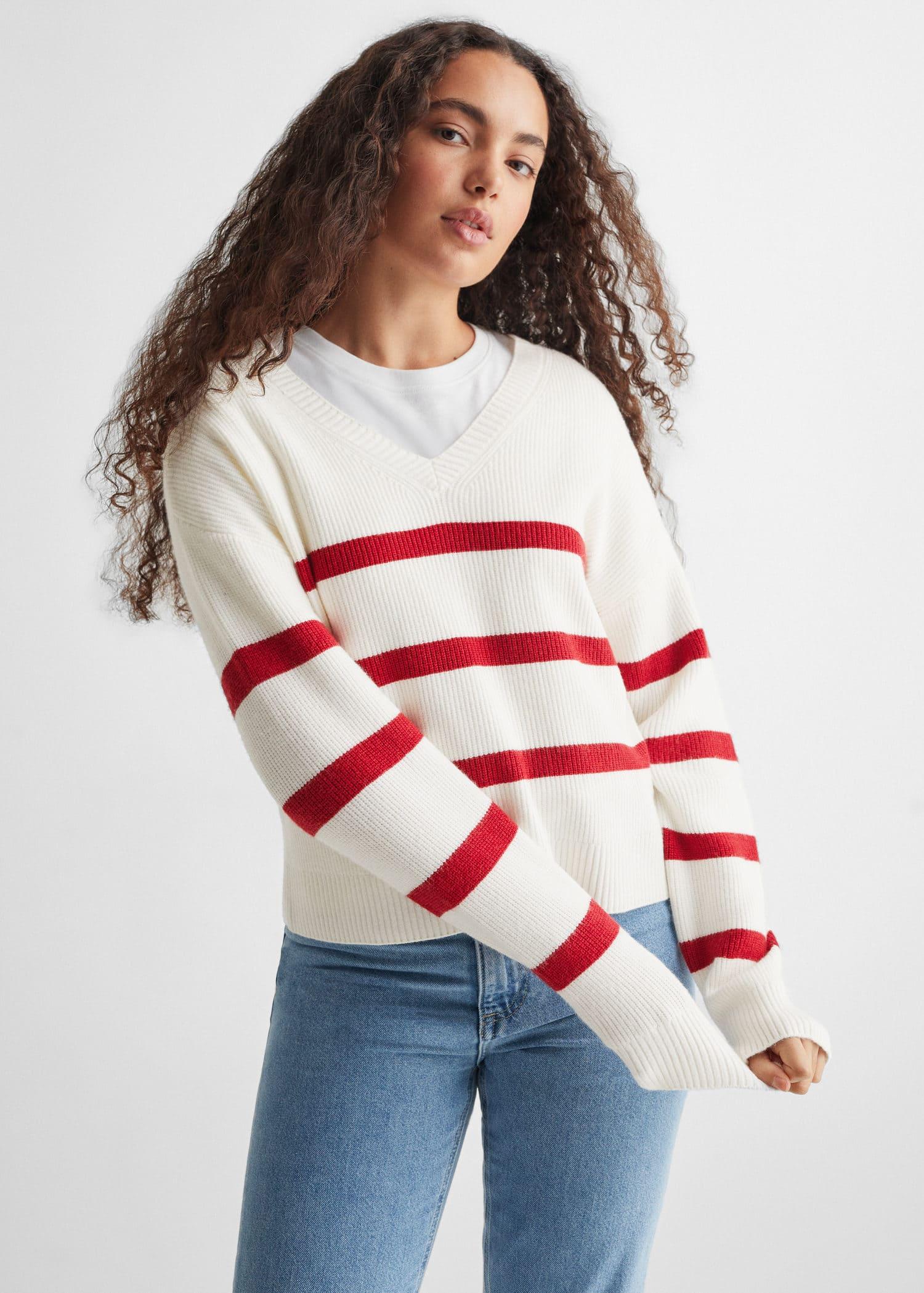 striped knit sweater