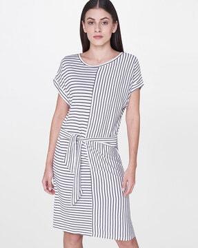 striped knot-front tunic