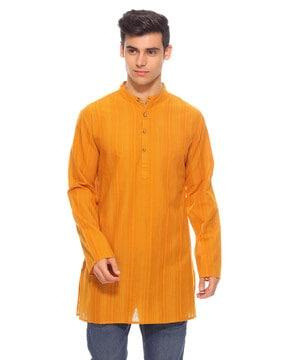 striped kurta with band collar