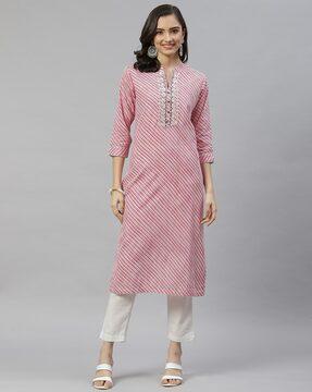 striped kurta with mandarin collar