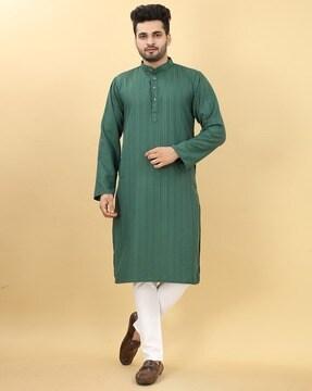 striped kurta with mandarin collar