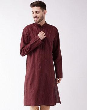 striped kurta with mandarin collar