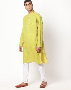 striped kurta with patch pocket