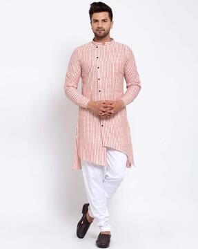 striped kurta with patch pocket