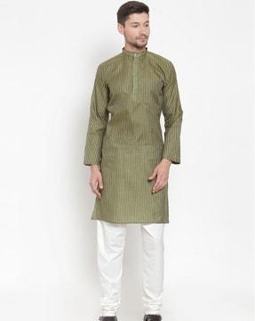 striped kurta with patch pocket