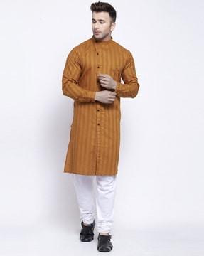 striped kurta with patch pocket