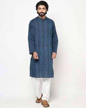 striped kurta with patch pocket