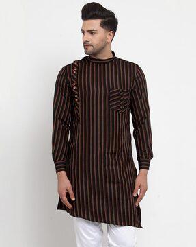 striped kurta with patch pocket