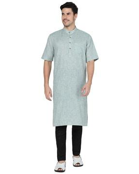 striped kurta with patch pocket