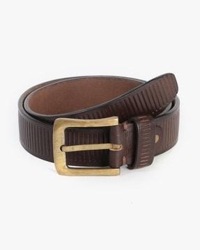 striped leather belt