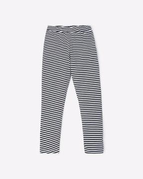 striped leggings with logo patch