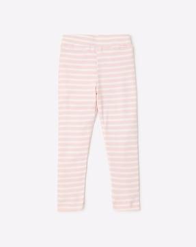 striped leggings with logo patch