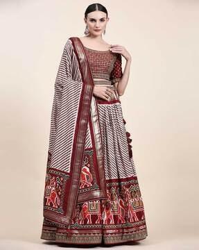 striped lehenga choli set with dupatta