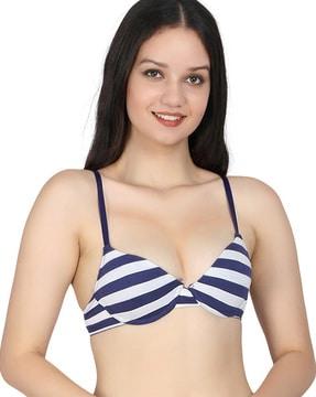 striped lightly-padded bra