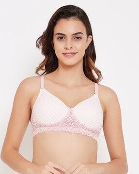 striped lightly-padded non-wired bra