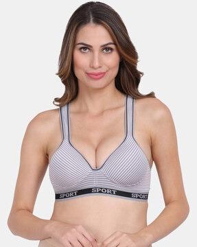 striped lightly-padded sports bra