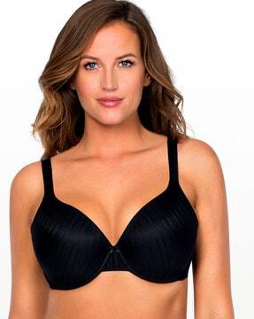 striped lightly-padded under-wired bra