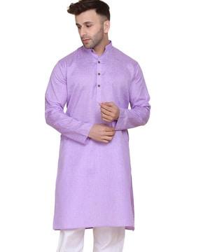 striped long kurta with button-placket 