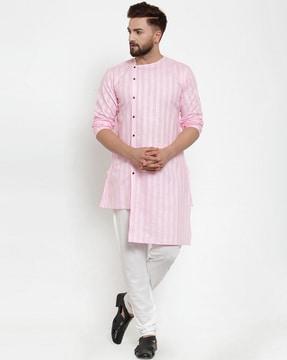 striped long kurta with high-low hemline