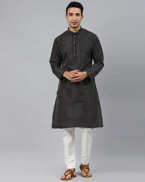 striped long kurta with insert pocket