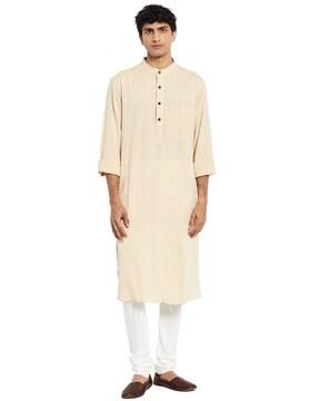 striped long kurta with patch pocket