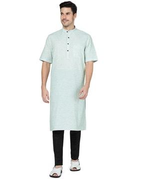 striped long kurta with patch pocket