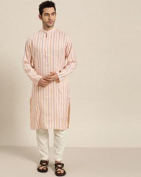 striped long kurta with slip pocket