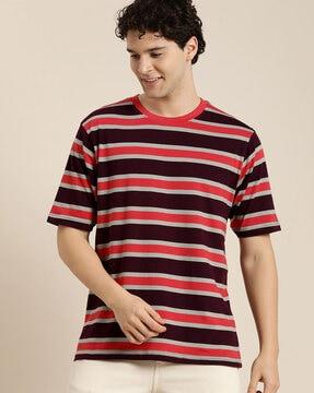 striped loose fit crew-neck t-shirt