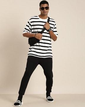 striped loose fit crew-neck t-shirt