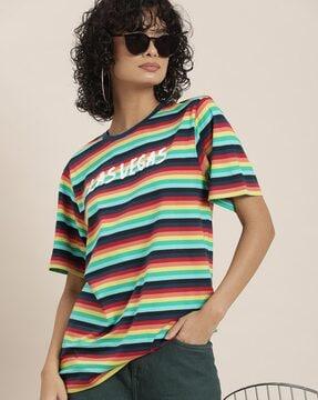 striped loose fit crew-neck t-shirt