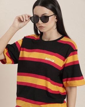 striped loose fit crew-neck t-shirt