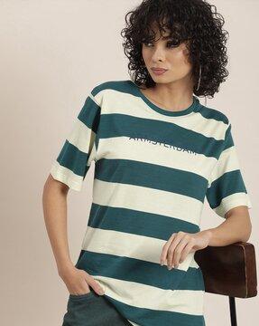 striped loose fit crew-neck t-shirt