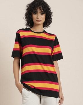 striped loose fit crew-neck t-shirt