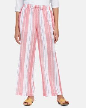 striped loose fit pants with insert pockets