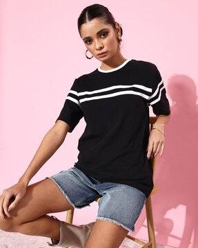 striped loose fit round-neck t-shirt