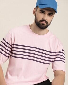 striped loose fit round-neck t-shirt