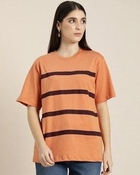 striped loose fit round-neck t-shirt