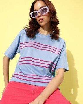 striped loose fit round-neck t-shirt