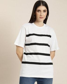 striped loose fit round-neck t-shirt