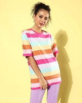 striped loose fit round-neck t-shirt