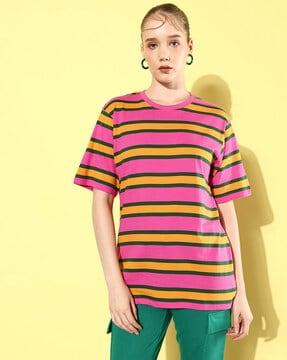 striped loose fit round-neck t-shirt