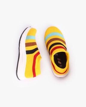 striped low-top slip-on shoes