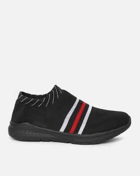 striped low-top slip-on training shoes