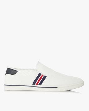 striped low-top slip on