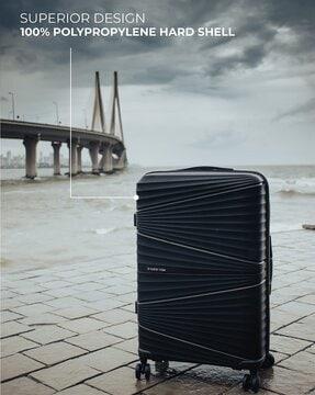 striped luggage bag with number lock